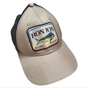 RON JON Surf Shop Mahi Mahi Fish Trucker Gray Blue Baseball Cap Hat Snap Back
